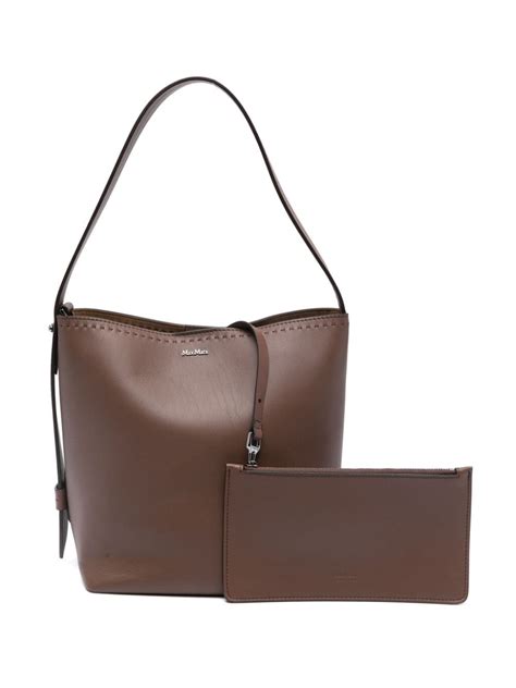 Max Mara Archetipo Leather Shoulder Bag In Brown Modesens