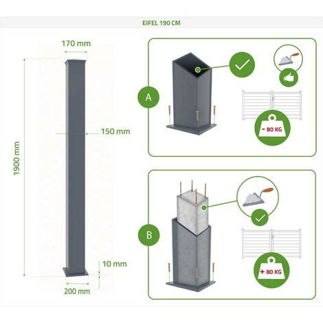 Pack Portail Battant ARLBERG 300x160cm 2 Poteaux EIFEL H 190cm Gris