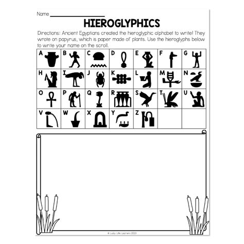 Country Study - Egypt - Hieroglyphics - Lucky Little Learners - Worksheets Library