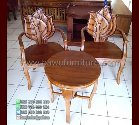 Jual Kursi Teras Ukir Daun Model Minimalis Kayu Jati Podium Mimbar