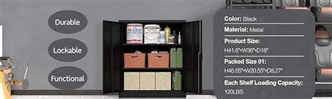 Aobabo Lockable Metal Cabinet With Adjustable Shelves Secure Storage