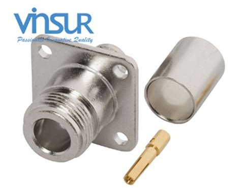 RF CONNECTOR N FEMALE STRAIGHT 4 HOLE FLANGE CRIMP TYPE LMR