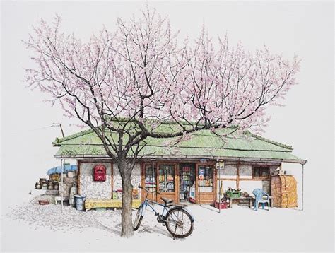 Artist Creates Delicate Drawings of South Korea's Small Convenience Stores | Painting ...