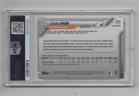 2020 ToppsChrome Refractor Logan Webb 117 PSA Mint 9 EBay