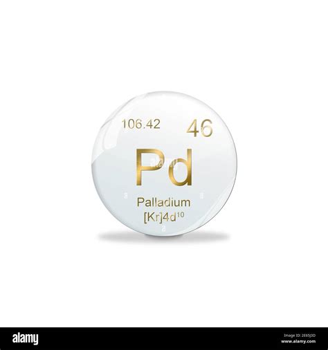 3d Illustration Palladium Symbol Pd Element Of The Periodic Table On White Ball With Golden