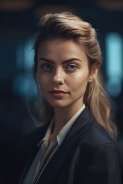 Premium AI Image Portrait Of Smiling Caucasian Businesswoman Created