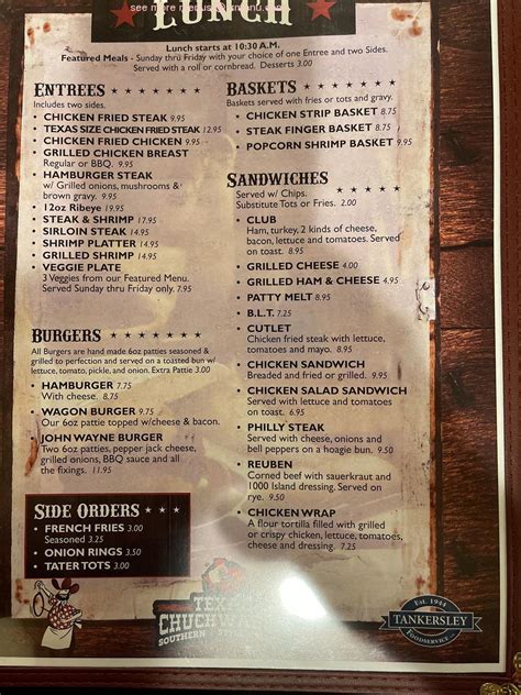 Menu At Texas Chuck Wagon Restaurant Nash