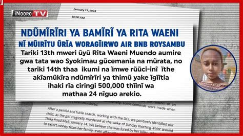 Ũrĩa woragire Rita Waeni mwena wa Roysambu etagia bamĩrĩ ya Rita ngiri