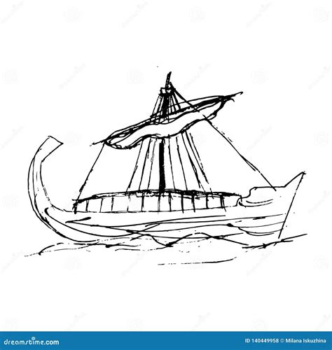 Sketche Of Ship With Sails Stock Vector Illustration Of Sail 140449958