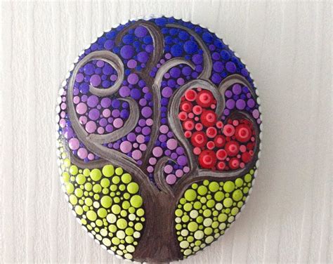 Tree Of Life Dot Art Painted Stone Painted Rock Fairy Garden Etsy