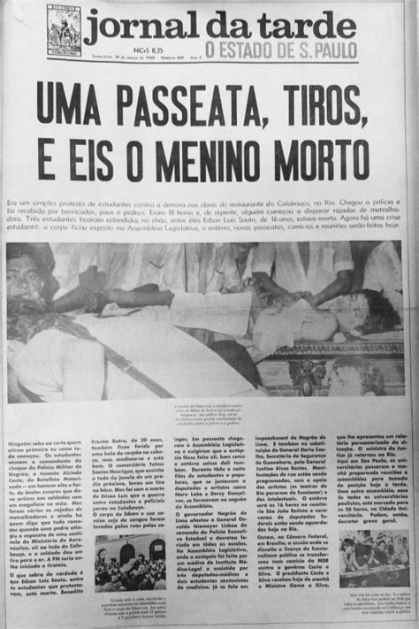 Morte de Edson Luís o estopim do 1968 no Brasil noticias O