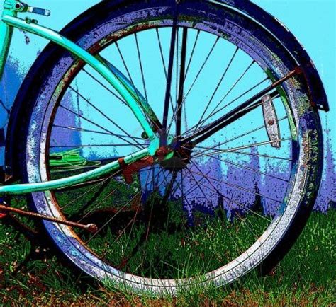 Posterized Image Of Old Bicycle Wheel Stock Photo Old Bicycle