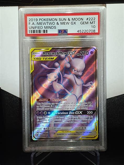 Psa Mewtwo Mew Gx Tag Team Pok Mon Unified Minds Pokemon Full