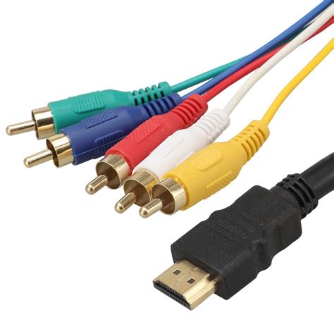 HDMI to 5 RCA Cable 1.5m Input RCA TV Monitor to Output HDMI DVD Player ...