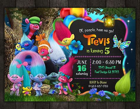 Trolls Invitation Trolls Birthday Invitation Trolls Birthday Party