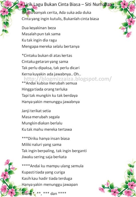 Simpama Tren: Lirik Lagu Siti Nurhaliza Bukan Cinta Biasa