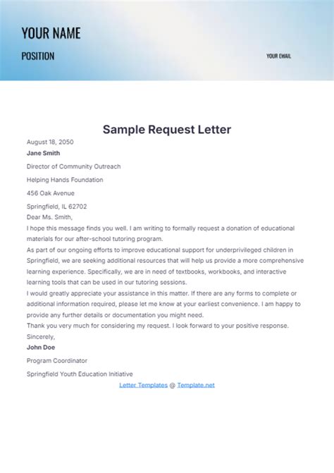 sample request letter template  edit