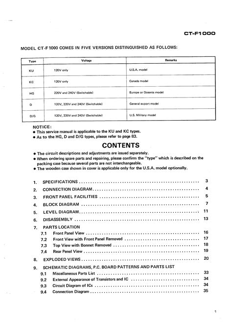 Service Manual for PIONEER CT-F1000 - Download