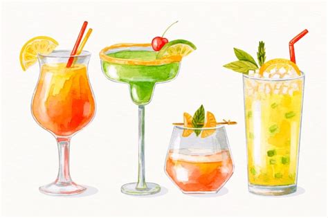 Free Vector Watercolor Cocktail Collection