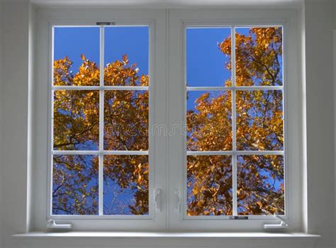 Autumn view from window stock image. Image of colorful - 315947