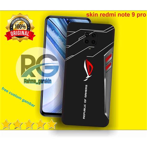 Jual Garskin Redmi Note 9 Pro Motif Top Rog Black Free Custom