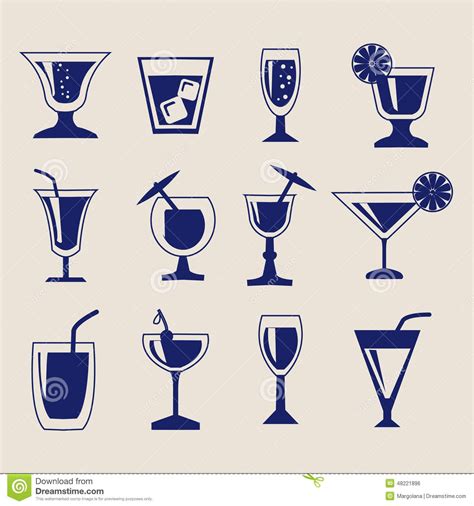 Set Of Drinks Icon Set Stock Vector Illustration Of Blue 48221896 Drink Icon Icon Set