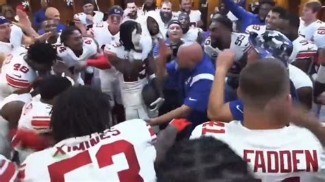 Giants Hc Brian Daboll Dancing In The Locker Room W Players After Win