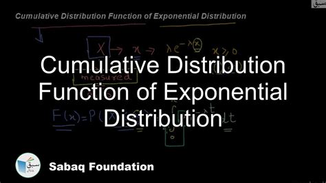 Cumulative Distribution Function Of Exponential Distribution Statistics Lecture Sabaqpk