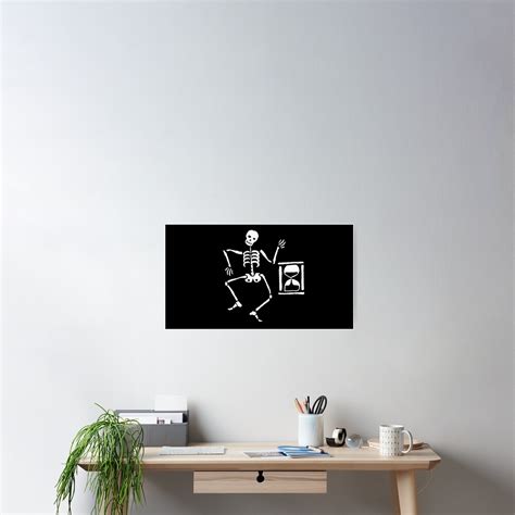 Pirate Flag Skeleton And Hourglass Poster For Sale By Themightyeye Redbubble