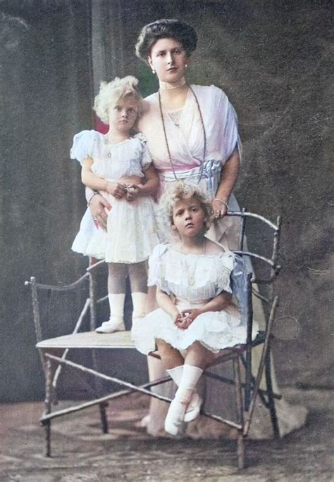 Colorized Photo Of Princess Alice Of Greece And Denmark With Two Of Her