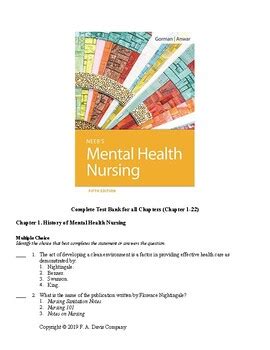 Test Bank For Neeb S Mental Health Nursing Th Edition By Linda M