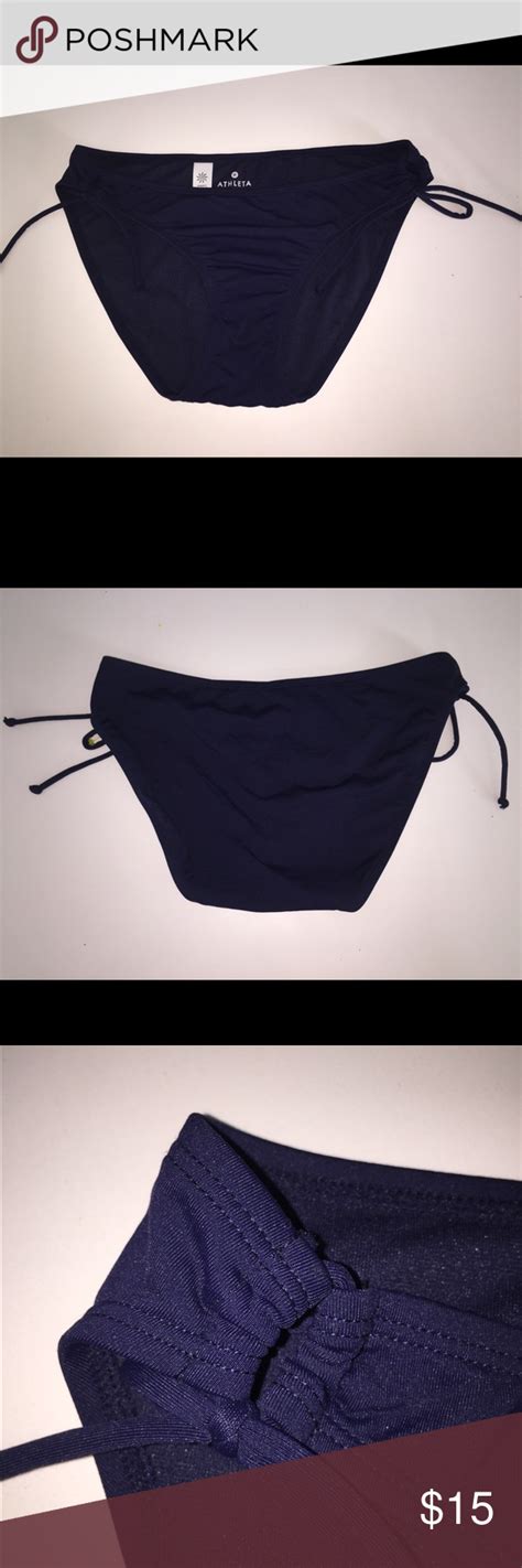 Athleta Navy Solid Brief Tie Side Bikini Bottoms M Side Tie Bikini