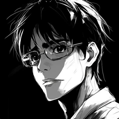 Premium Ai Image Manga Style Black And White With Bright Blue Eyes