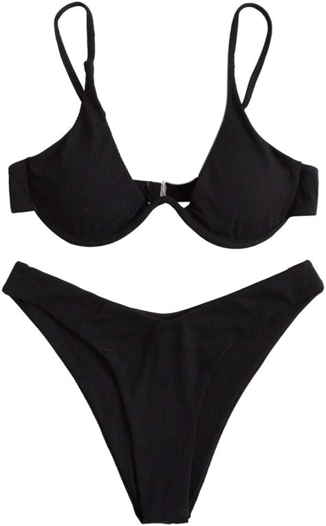 Verdusa Women S 2 Piece Triangle Bikini High Cut Bathing Suit Swimsuit Black Medium Shopstyle