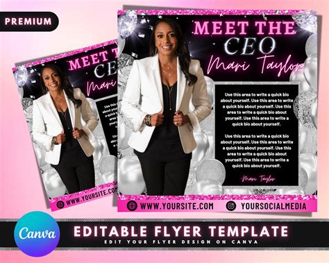 Meet The Ceo Flyer Diy Flyer Template Design Meet The Owner Etsy