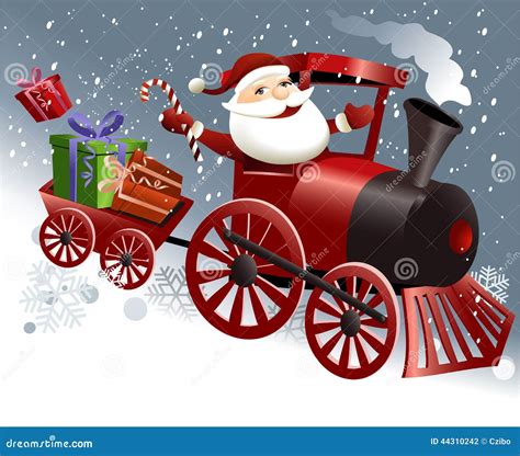 Santa Claus In Christmas Train Stock Vector - Image: 44310242