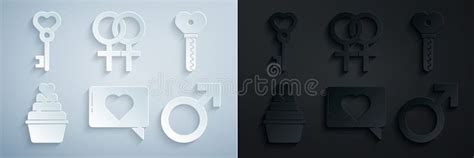 Set Like And Heart Key In Shape Male Gender Symbol Female And Icon Vector Stock Vector