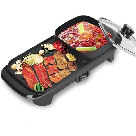 Barbecues électriques Grill Hot Pot et Grill électrique Cuisson Poêle Plate Double Saveur Hotpot