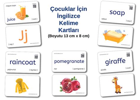 Çocuklar için İngilizce Kelime Kartları English Words 3 lü Takım