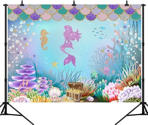 Capisco 9x6ft Mermaid Backdrop Little Mermaid Background For Girll S Birthday Party Beautiful