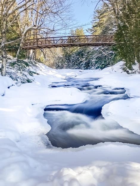 Premium Photo | Bridge over river in winter