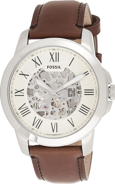 Fossil Grant Automatic Avec Bracelet En Cuir Marron Pour Homme ME3099