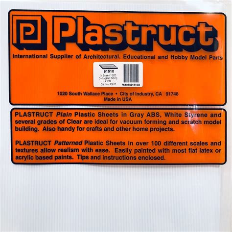 Plastruct N Patterned Sheets Siding Corrugated 020 X 7 X 12in Pkg 2