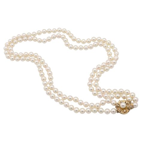 Cartier Double Strand Pearl Diamond White Gold Dolphin Necklace At