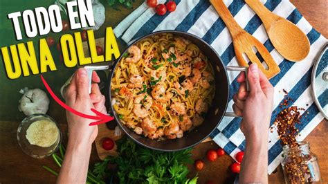 Pasta con Camarón USANDO SOLO UNA OLLA ONE POT MUY FÁCIL Recién