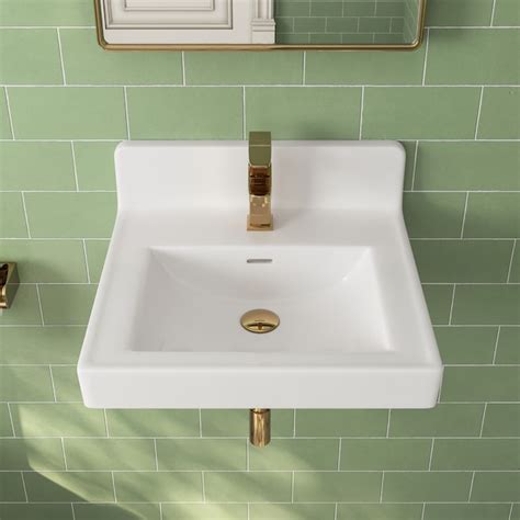 Deervalley Ceramic Wall Mount Rectangular White Bathroom Sink 14 37 In