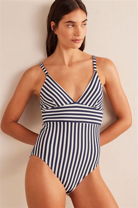 Buy Boden Blue Arezzo V Neck Panel Swimsuit From The Next Uk Online Shop