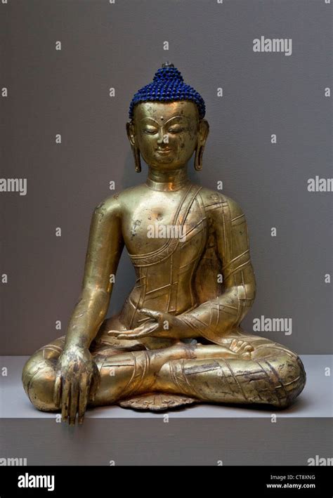 Sitzende Buddha Skulptur Vergoldet Kupfer Zentraltibet 14