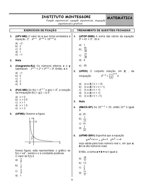 Exercícios Função Exponencial Pdf