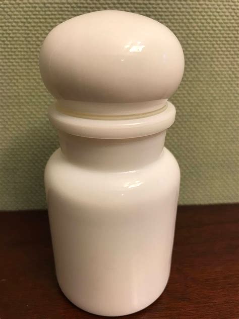 Vintage Milk Glass Apothecary Jar Belgium Apothecary Jar Bubble Top Jar Glass Canister Small